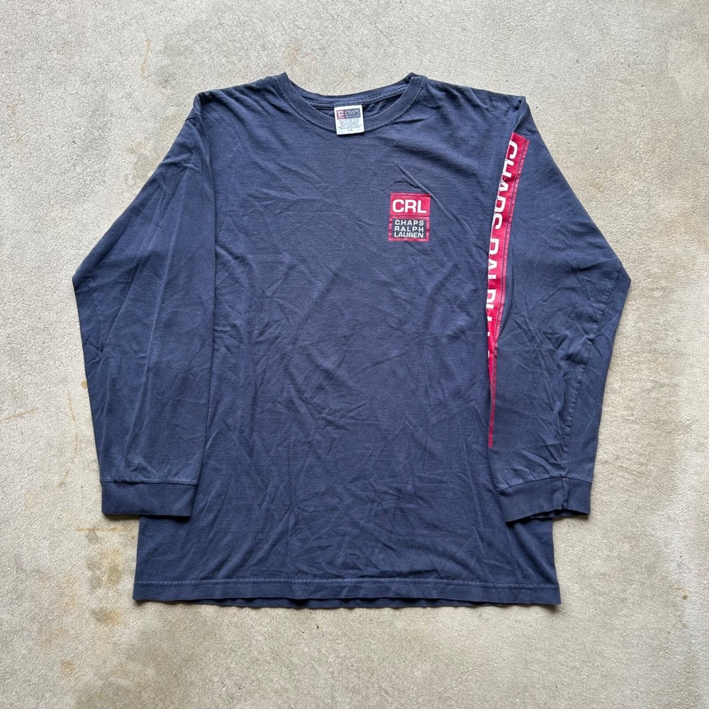 Vintage 90s Chaps Ralph Lauren Shirt Size Large Blue Long‎ Sleeve